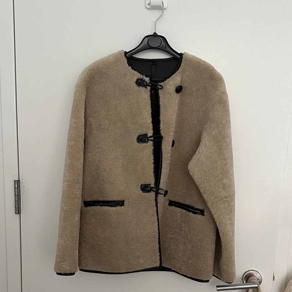 Mango Fur Effect Coat with Appliqués